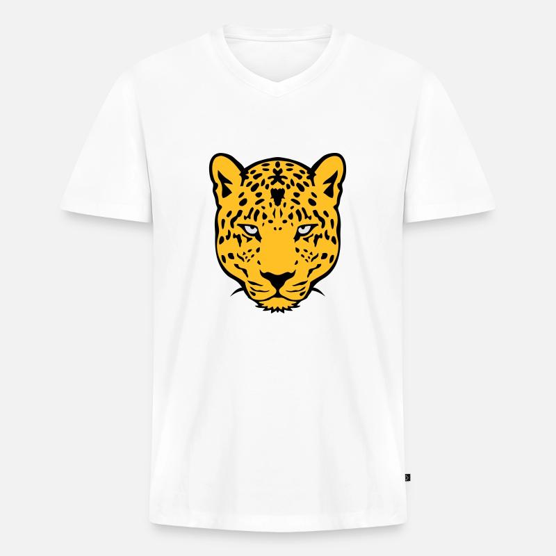 Leoparden wildes Tier 30 - Männer Premium Bio T-Shirt mit V-Ausschnitt - Weiß