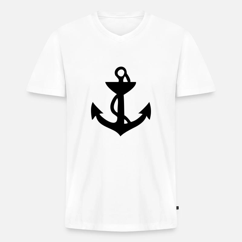 anker - Männer Premium Bio T-Shirt mit V-Ausschnitt - Weiß