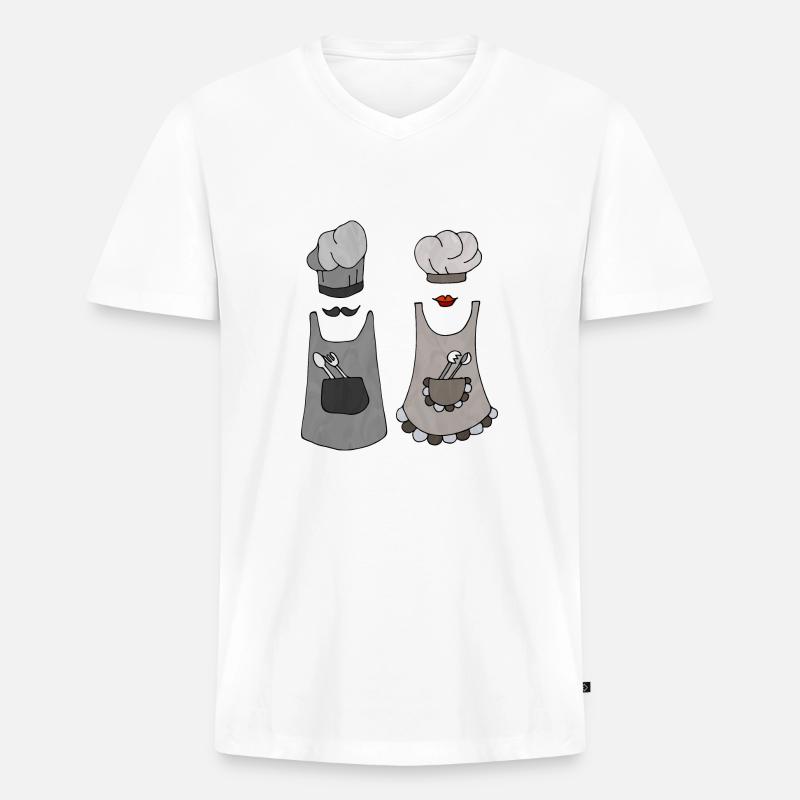 Kochen und kochen - Männer Premium Bio T-Shirt mit V-Ausschnitt - Weiß