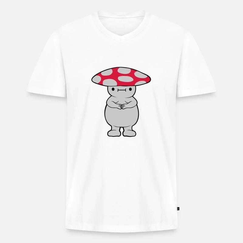 Dicker süßer Pilz - Männer Premium Bio T-Shirt mit V-Ausschnitt - Weiß