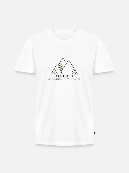 Minimalistisches Zermatt-Logo - Männer Premium Bio T-Shirt mit V-Ausschnitt - Weiß