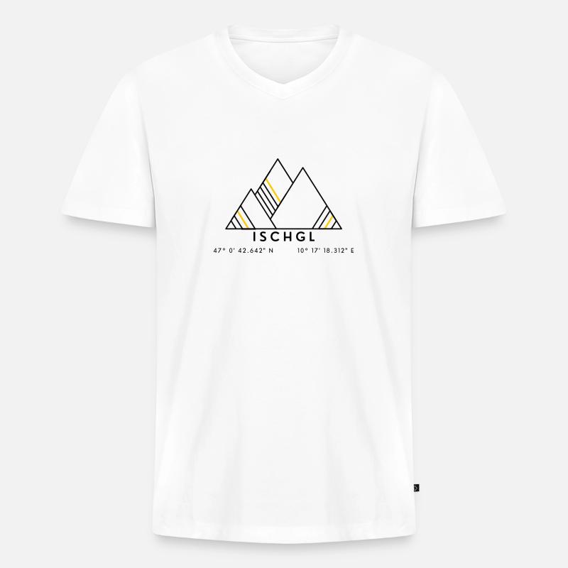 Minimalistisches Ischgl-Logo - Männer Premium Bio T-Shirt mit V-Ausschnitt - Weiß