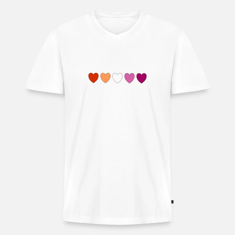 Subtile lesbische Pride-Herzen - Männer Premium Bio T-Shirt mit V-Ausschnitt - Weiß