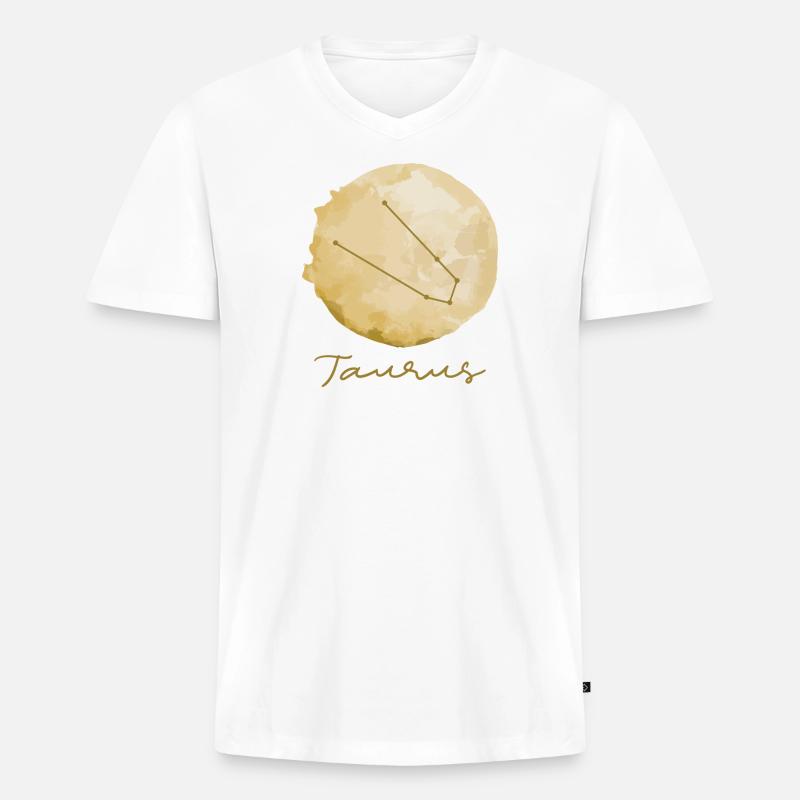 Sternzeichen Stier Geschenk Idee - Männer Premium Bio T-Shirt mit V-Ausschnitt - Weiß