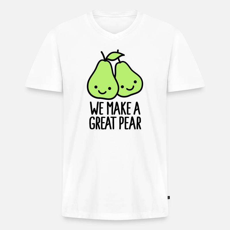 We make a great pear - Männer Premium Bio T-Shirt mit V-Ausschnitt - Weiß