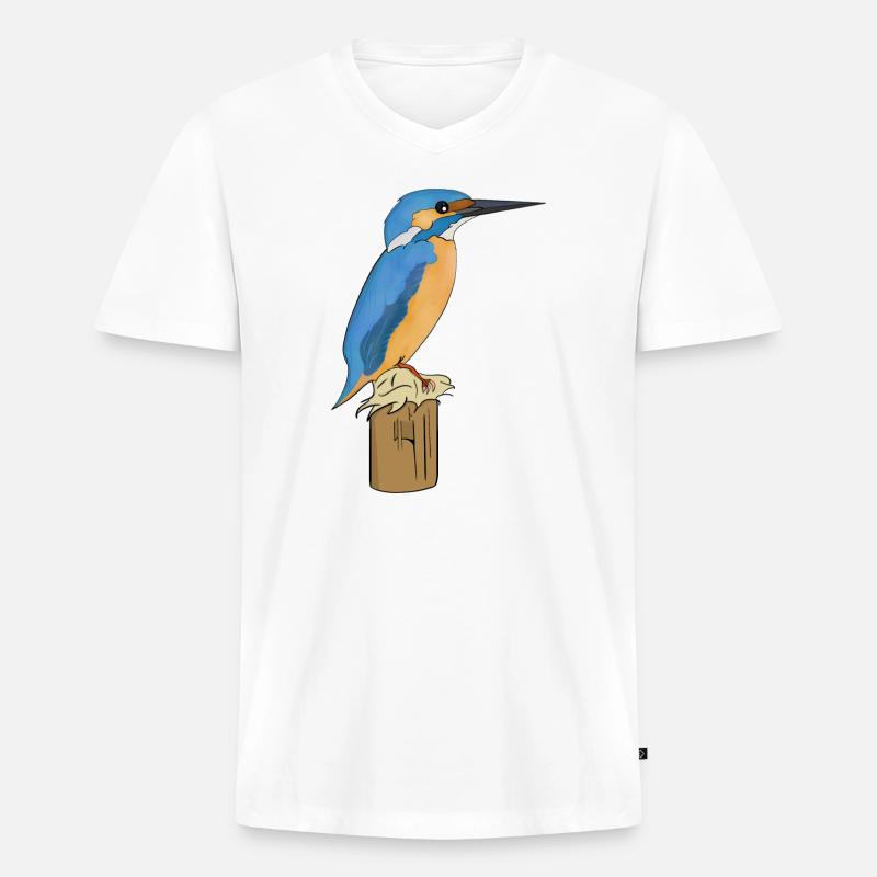 Eisvogel Vogel - Männer Premium Bio T-Shirt mit V-Ausschnitt - Weiß