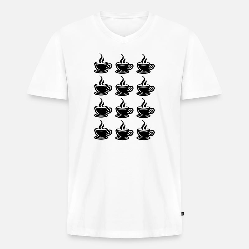Kaffee - Männer Premium Bio T-Shirt mit V-Ausschnitt - Weiß