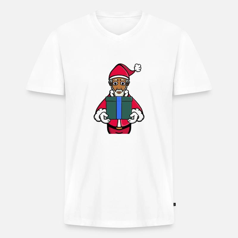 Ein Geschenk vom Weihnachtsmann - Männer Premium Bio T-Shirt mit V-Ausschnitt - Weiß