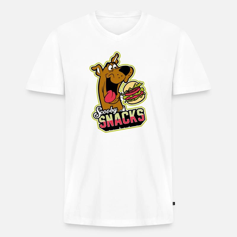 Scooby-Doo Scooby Snacks Mit Burger - Männer Premium Bio T-Shirt mit V-Ausschnitt - Weiß