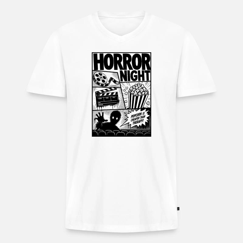 Horror Kino Zombie Comic - Männer Premium Bio T-Shirt mit V-Ausschnitt - Weiß