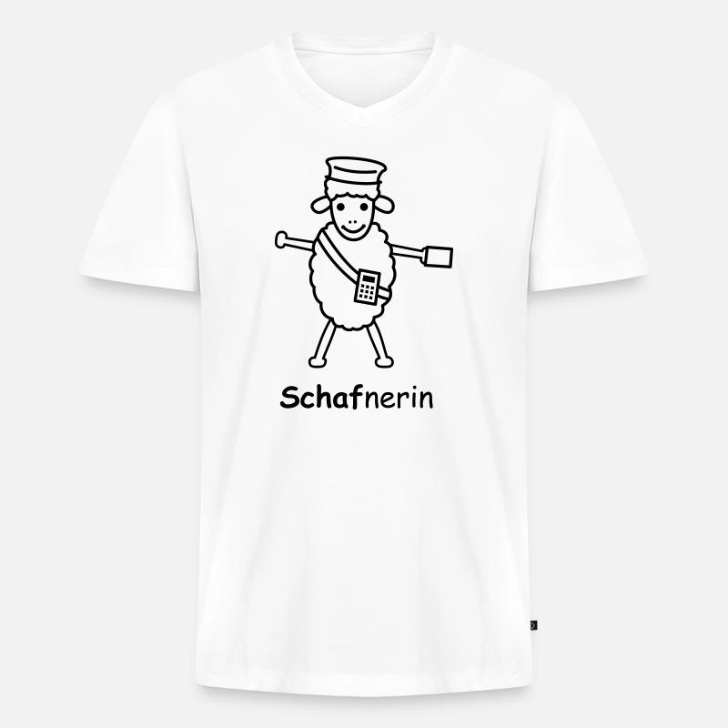 TIB_Schaf-nerin - Männer Premium Bio T-Shirt mit V-Ausschnitt - Weiß