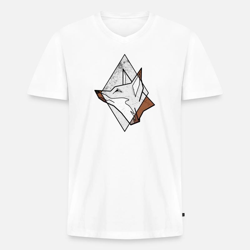 Fuchs geometrisch - Männer Premium Bio T-Shirt mit V-Ausschnitt - Weiß