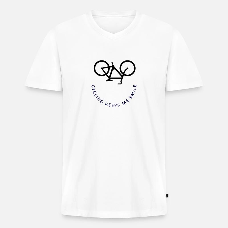 cycling keeps me smile - Männer Premium Bio T-Shirt mit V-Ausschnitt - Weiß