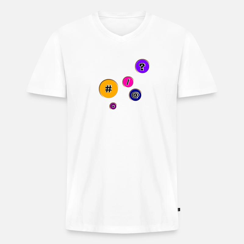 Schaltflächen mit Zeichen - Männer Premium Bio T-Shirt mit V-Ausschnitt - Weiß