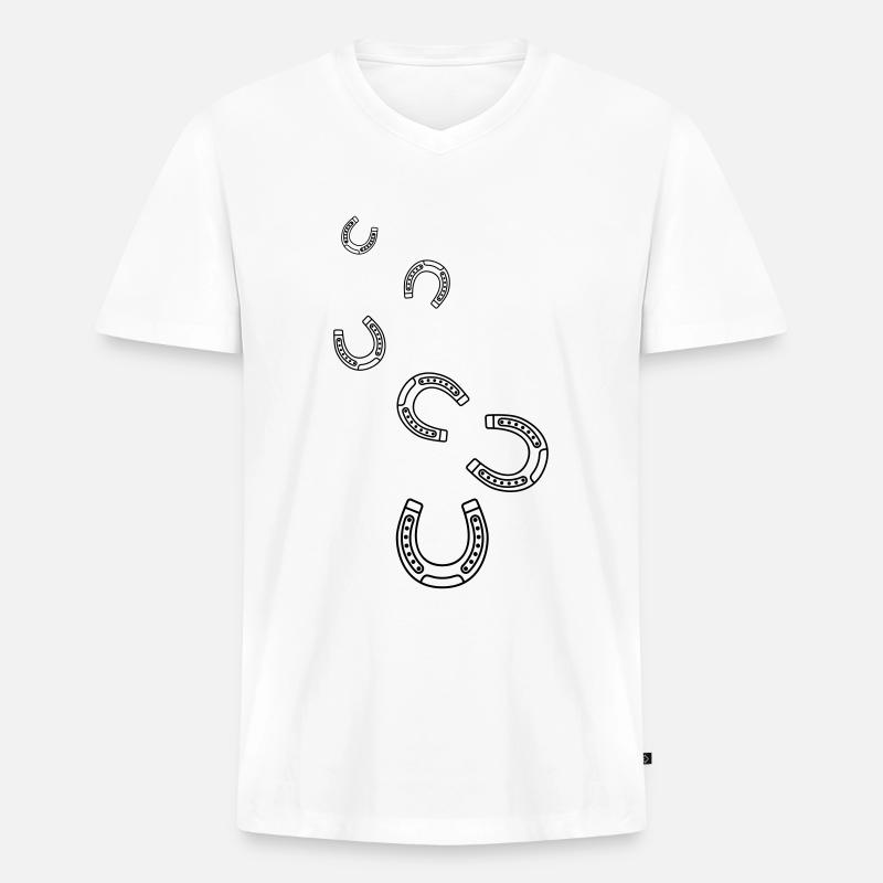 Hufeisen Icon - Männer Premium Bio T-Shirt mit V-Ausschnitt - Weiß