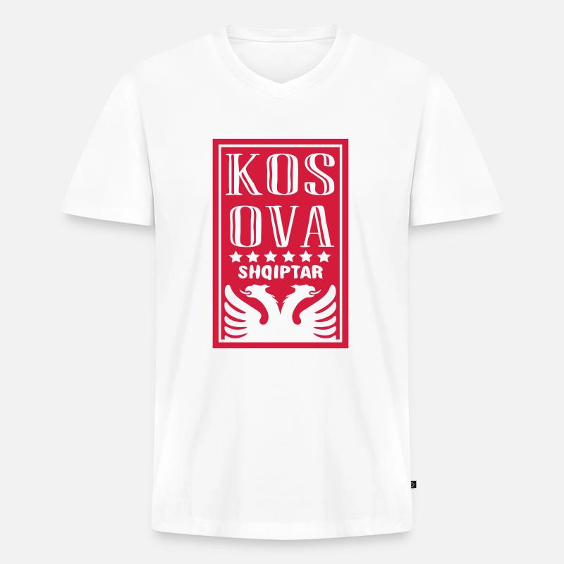 shqiptar design kosova - Männer Premium Bio T-Shirt mit V-Ausschnitt - Weiß