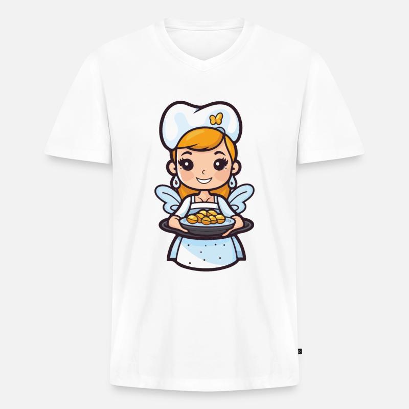 Fee Backen Kochen Niedlich - Männer Premium Bio T-Shirt mit V-Ausschnitt - Weiß