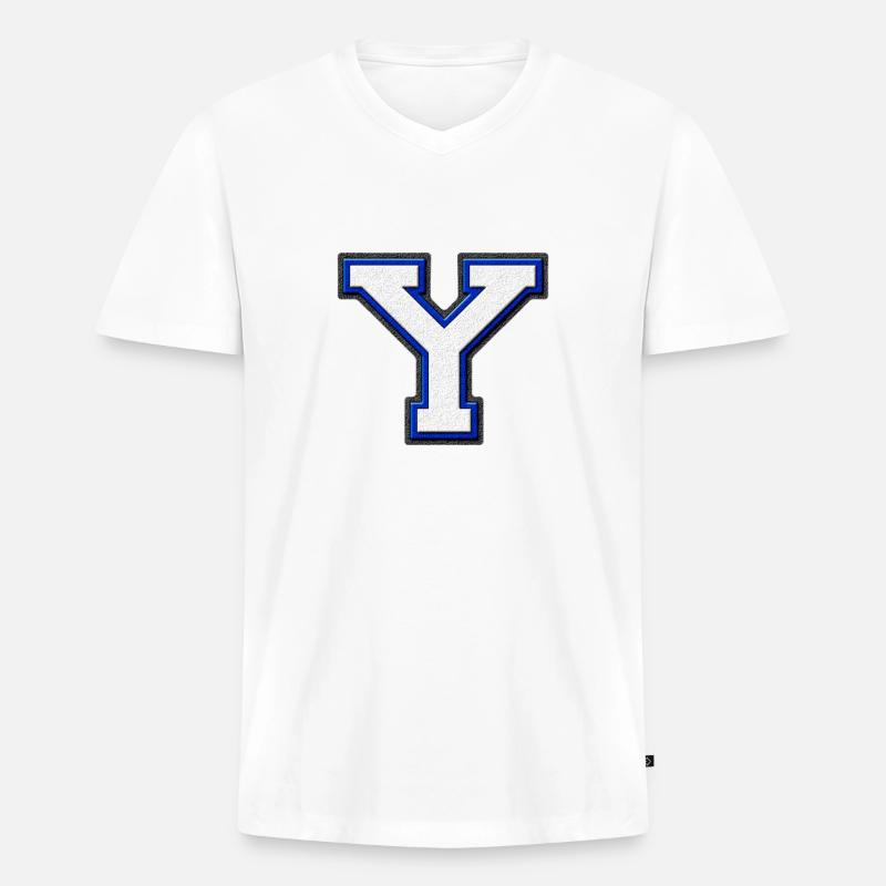 Varsity Y Yale - Männer Premium Bio T-Shirt mit V-Ausschnitt - Weiß