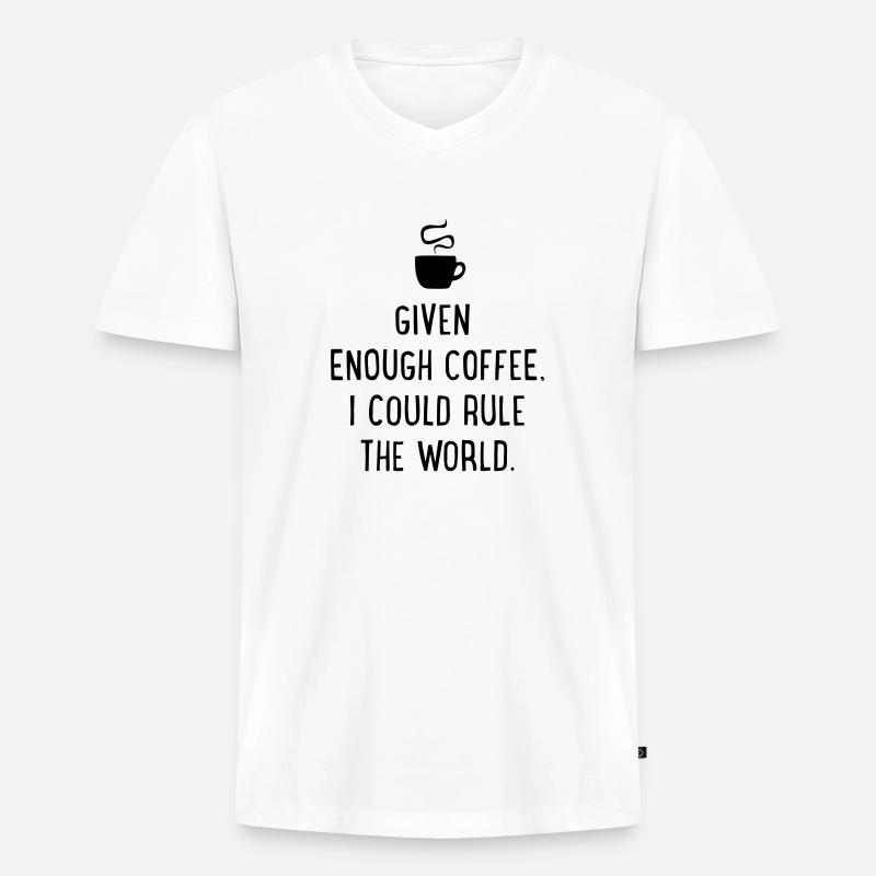Kaffee - Männer Premium Bio T-Shirt mit V-Ausschnitt - Weiß