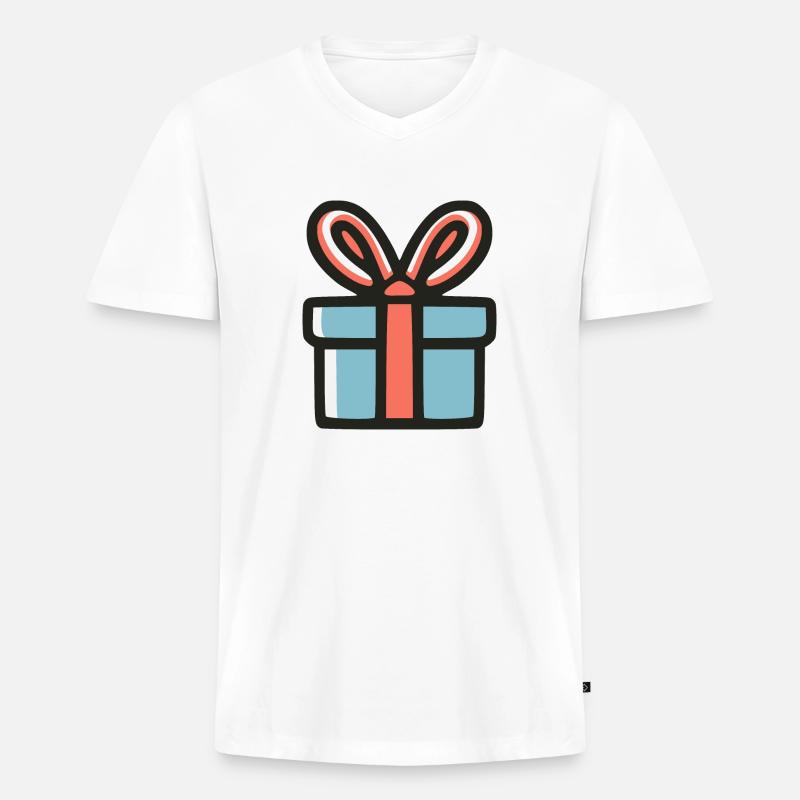 Geschenk Box - Männer Premium Bio T-Shirt mit V-Ausschnitt - Weiß