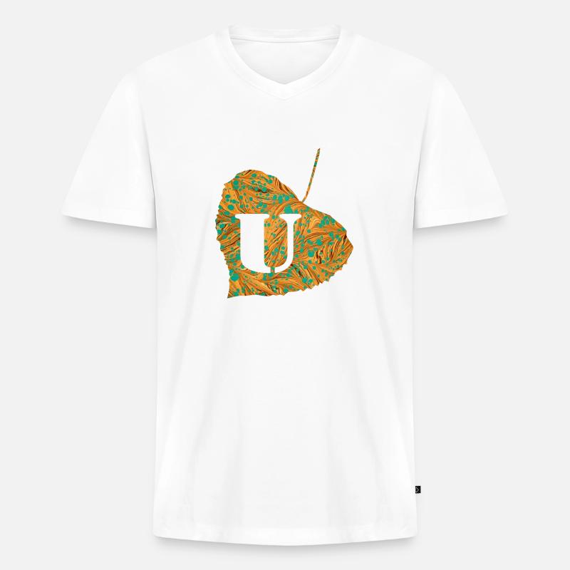 blatt e 95 u - Männer Premium Bio T-Shirt mit V-Ausschnitt - Weiß