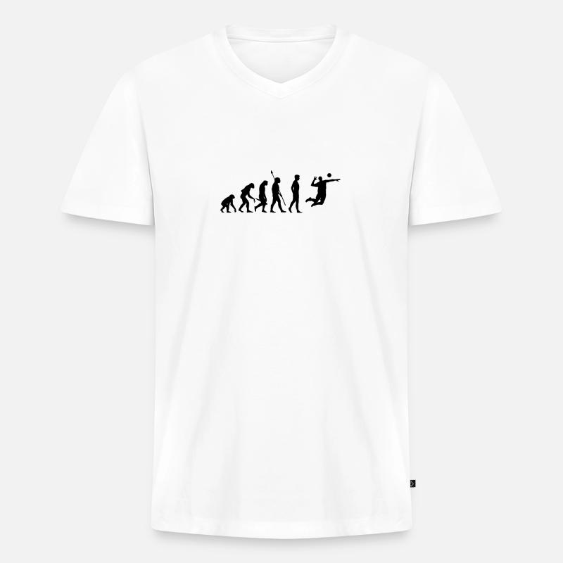 Evolution Volleyball - Männer Premium Bio T-Shirt mit V-Ausschnitt - Weiß