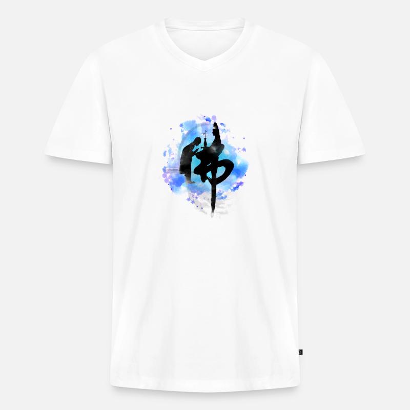 Buddhism - Männer Premium Bio T-Shirt mit V-Ausschnitt - Weiß