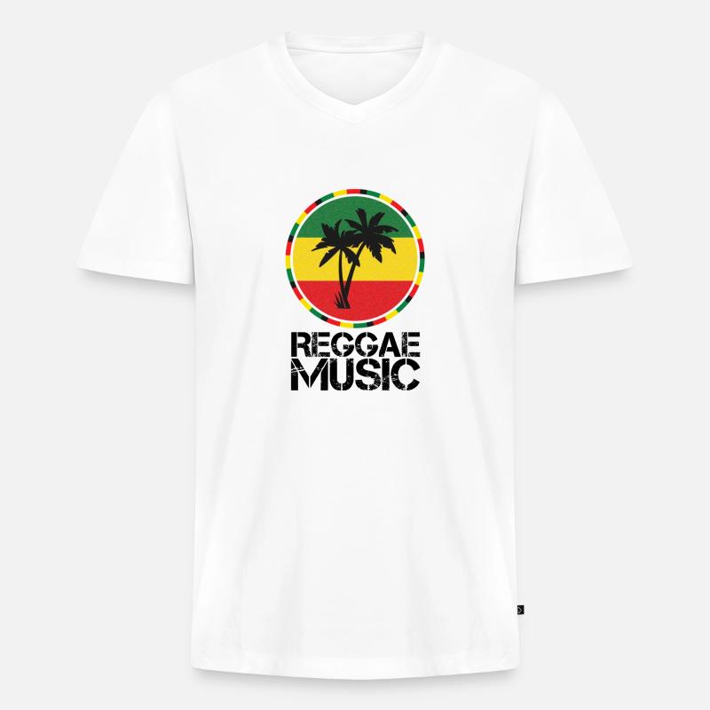 Reggae Music - Männer Premium Bio T-Shirt mit V-Ausschnitt - Weiß