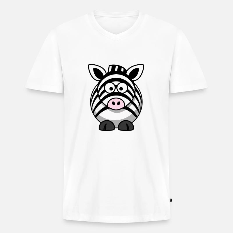 Zebra Cartoon - Männer Premium Bio T-Shirt mit V-Ausschnitt - Weiß