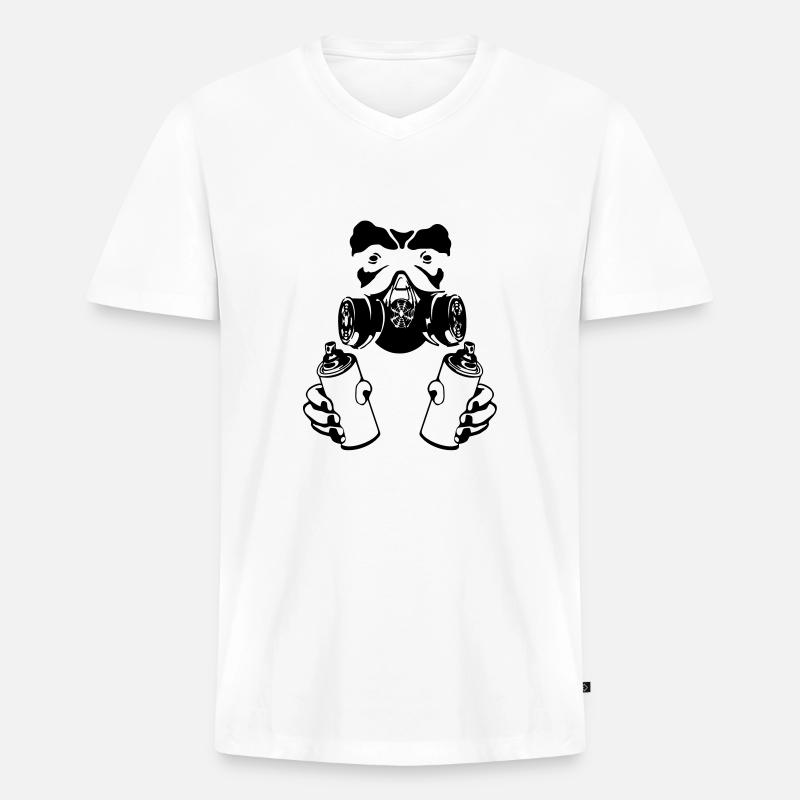 graffiti monkey - Männer Premium Bio T-Shirt mit V-Ausschnitt - Weiß
