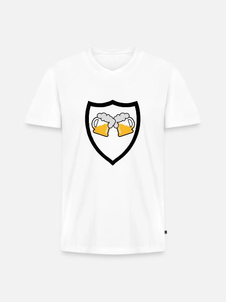 Bier Emblem 3c - Männer Premium Bio T-Shirt mit V-Ausschnitt - Weiß
