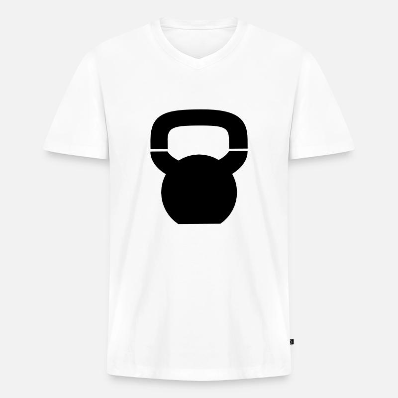 Kettlebell - Männer Premium Bio T-Shirt mit V-Ausschnitt - Weiß