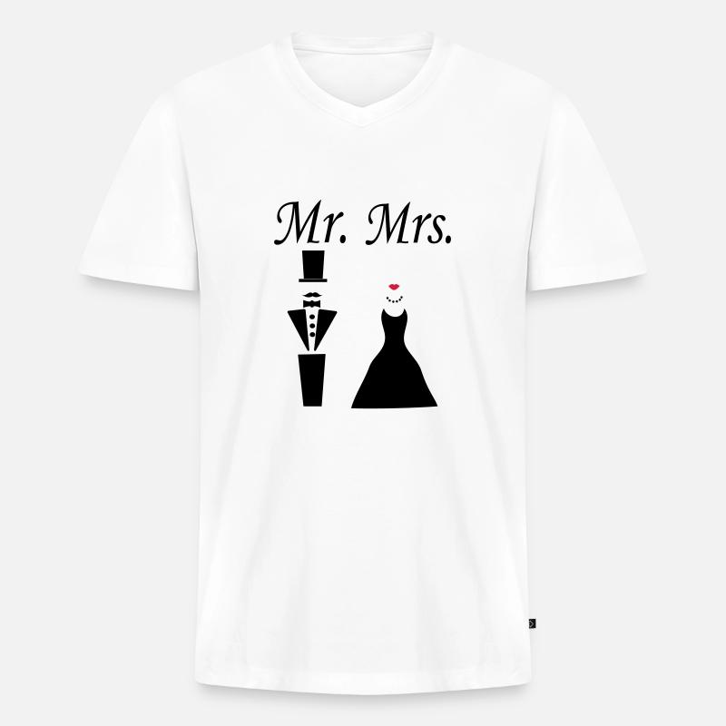 mrmrs_222 - Männer Premium Bio T-Shirt mit V-Ausschnitt - Weiß