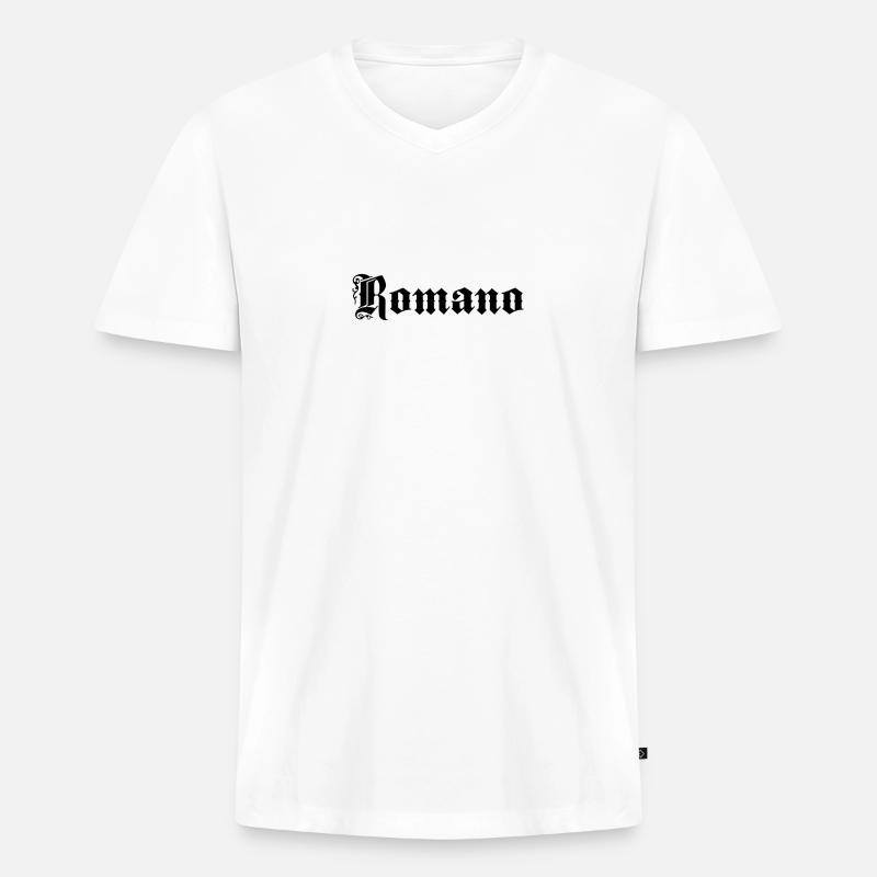 Romano - Männer Premium Bio T-Shirt mit V-Ausschnitt - Weiß