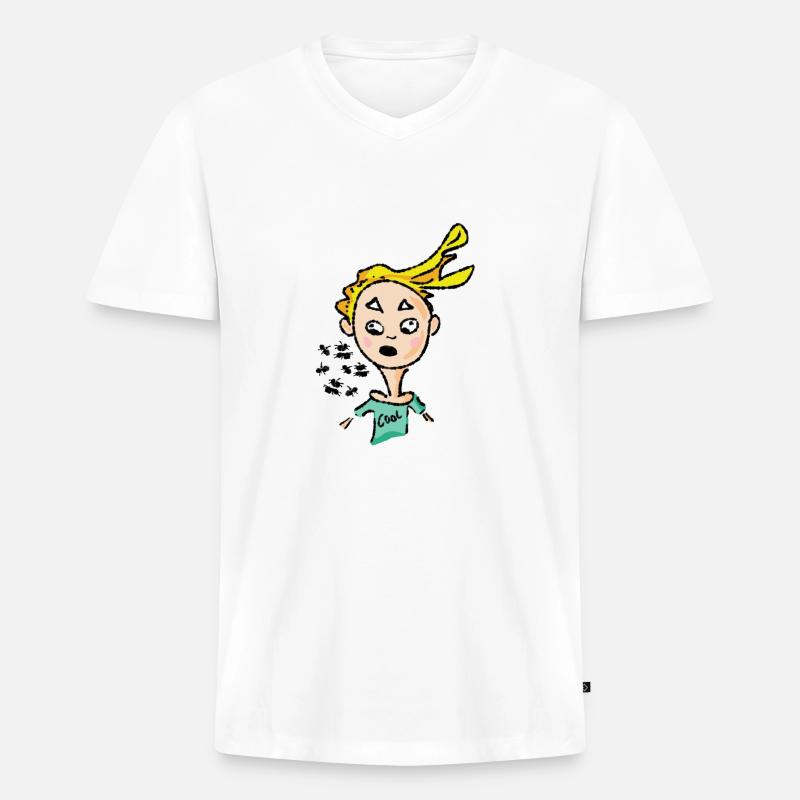 Comic Liebe - Funny Junge - Männer Premium Bio T-Shirt mit V-Ausschnitt - Weiß