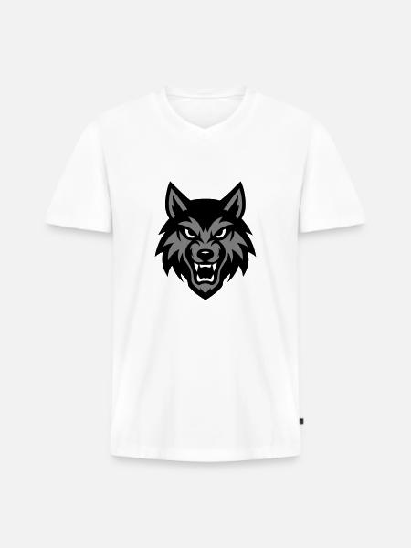 Wolf Head Animal - Men's Premium Organic T-shirt with V-neck - white