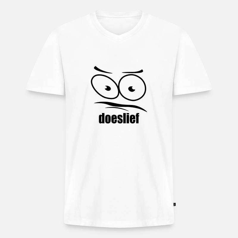 doeslief flehende Augen mit Fragezeichen-Blick - Männer Premium Bio T-Shirt mit V-Ausschnitt - Weiß