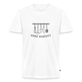 Mère mère maison maison cadeau de mère - T-shirt encolure en V Premium bio Homme - blanc - Devant - Nico (187cm)