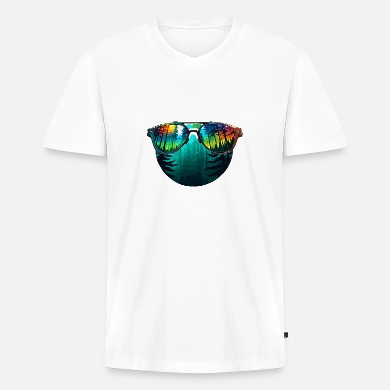 Sunglasses / Reflection / Forest / Reflection - Men's Premium Organic T-shirt with V-neck - white