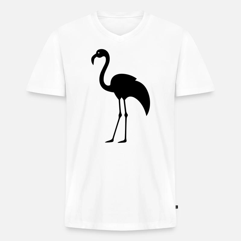 Flamingo - Männer Premium Bio T-Shirt mit V-Ausschnitt - Weiß
