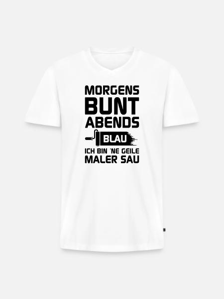 Geile Maler Sau - Männer Premium Bio T-Shirt mit V-Ausschnitt - Weiß