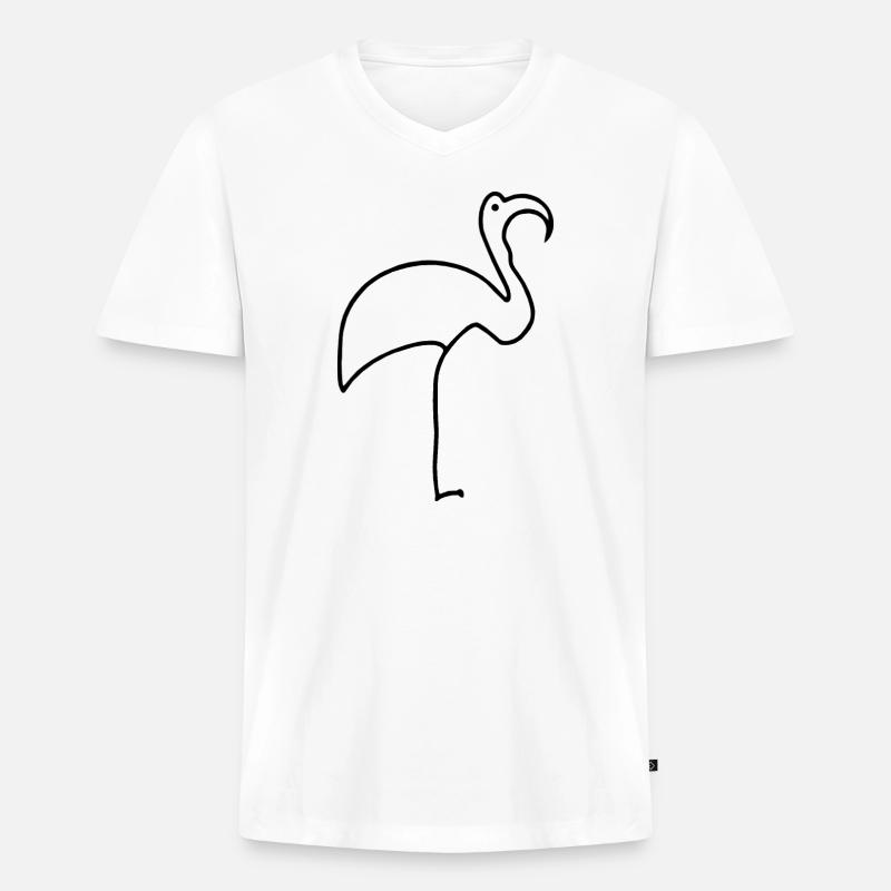 Flamingo - Männer Premium Bio T-Shirt mit V-Ausschnitt - Weiß