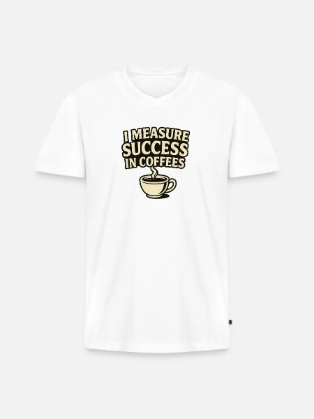 Eine Maßstab: Erfolg bei Kaffees - Männer Premium Bio T-Shirt mit V-Ausschnitt - Weiß