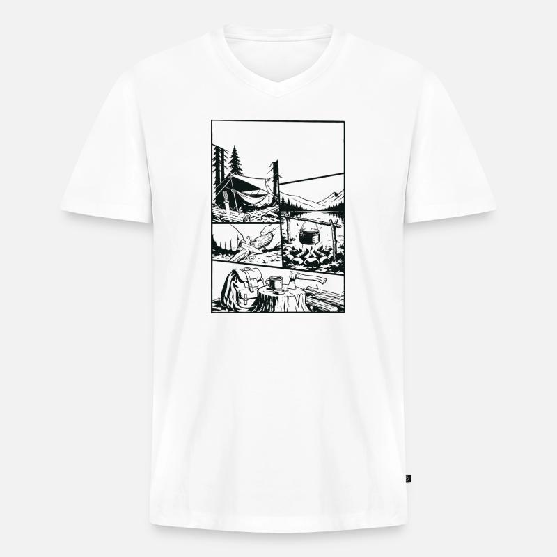Wild Genug Camping Abenteuer - Männer Premium Bio T-Shirt mit V-Ausschnitt - Weiß