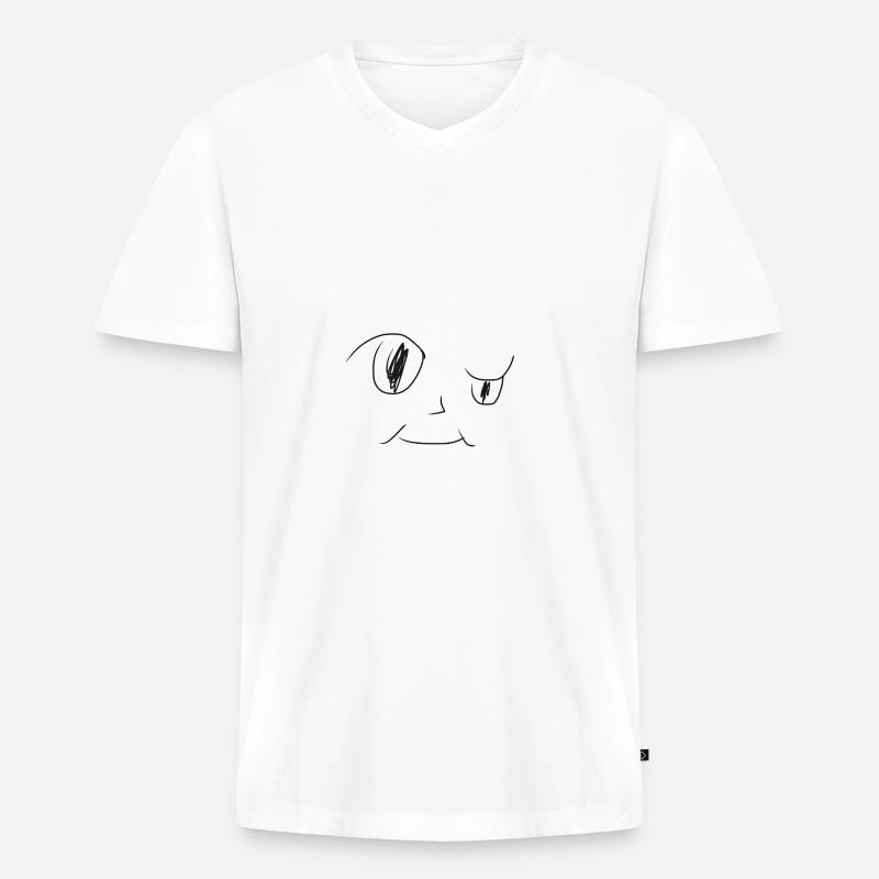 Komisches Gesicht - Männer Premium Bio T-Shirt mit V-Ausschnitt - Weiß