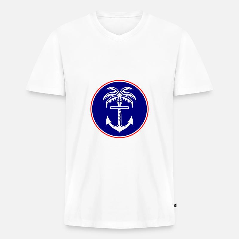 Palme Anker Symbol - Männer Premium Bio T-Shirt mit V-Ausschnitt - Weiß