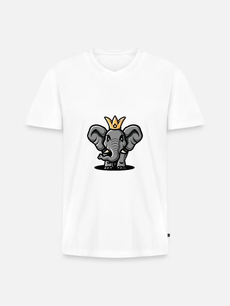 Elephant Comic Crown - Men's Premium Organic T-shirt with V-neck - white