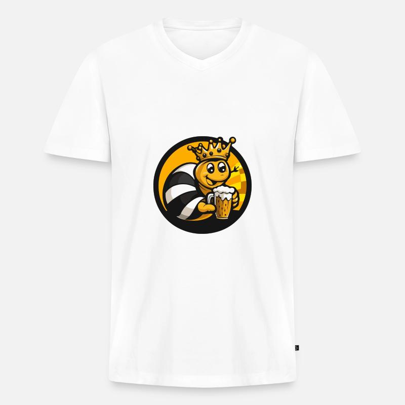 Schnecke Bier Comic - Männer Premium Bio T-Shirt mit V-Ausschnitt - Weiß