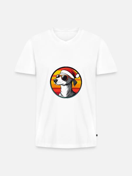 Whippet Dog Christmas Cool - Men's Premium Organic T-shirt with V-neck - white