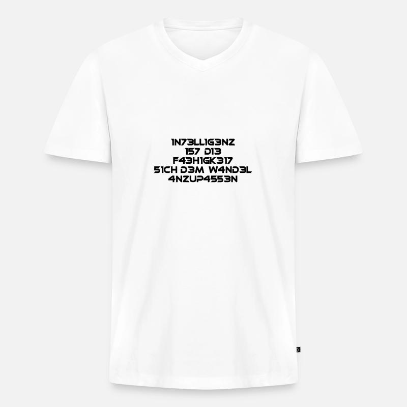 L’intelligence est la compétence Cool Dire Math - T-shirt encolure en V Premium bio Homme - blanc